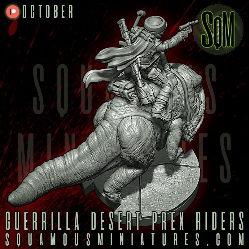 Guerrilla P-Rex Rider (3) (Sculpted by Squamous Miniatures)