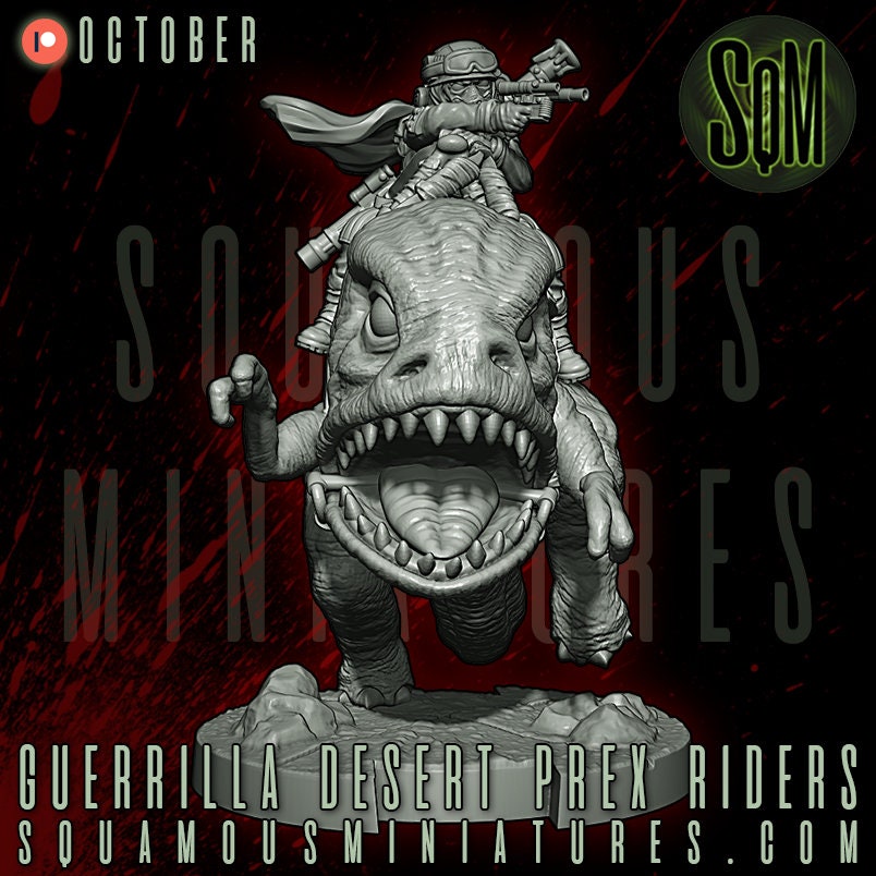 Guerrilla P-Rex Rider (4) (Sculpted by Squamous Miniatures)