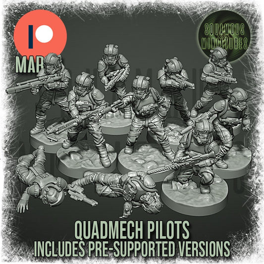 Quadmech Pilots - Set of 8 (plus 2 dead) (Sculpted by Squamous Miniatures)