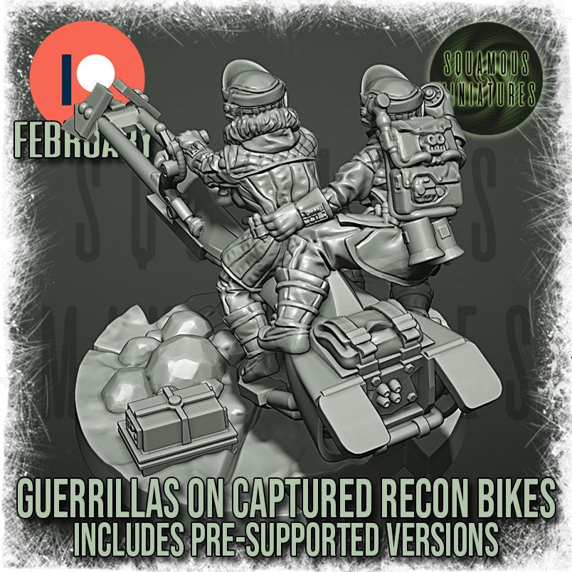 Arctic Guerrillas on Captured Recon Bike (2) (Sculpted by Squamous Miniatures)