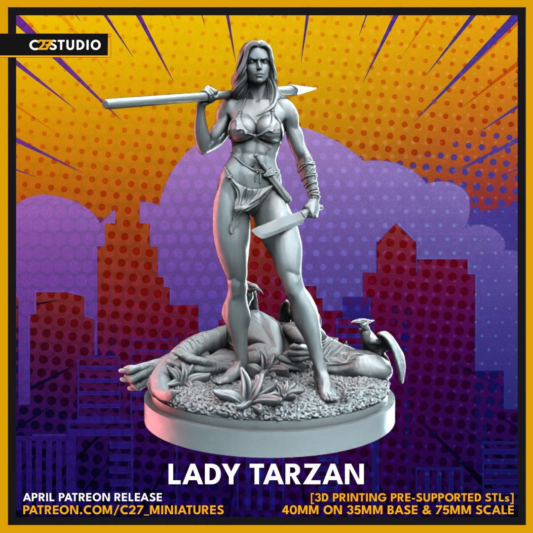 Shanna / Lady Tarzan 40mm miniature (sculpted by C27 collectibles) (Crisis Protocol Proxy/Alternative)