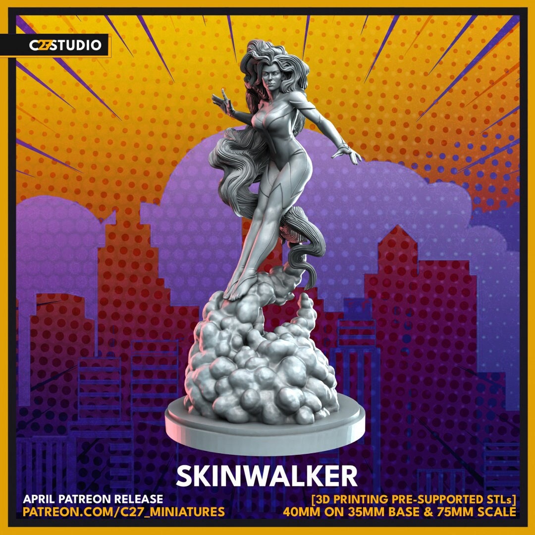 Meggan / Skinwalker 40mm miniature (sculpted by C27 collectibles) (Crisis Protocol Proxy/Alternative)