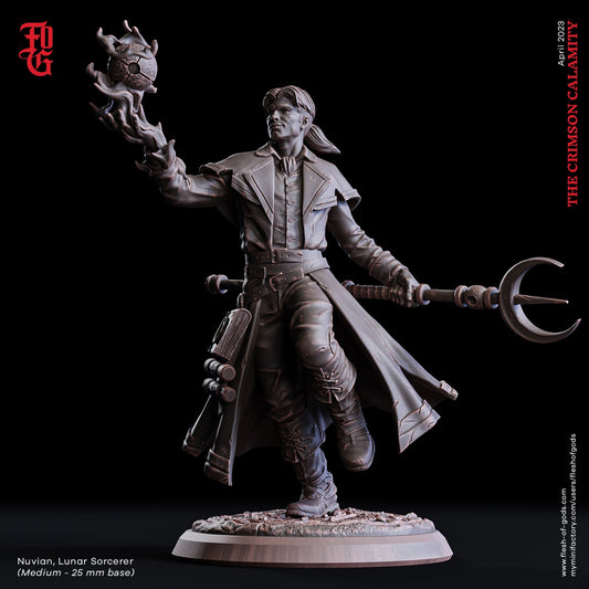 Nuvian, Lunar Sorcerer - The Crimson Calamity (sculpted by Flesh of Gods miniatures)