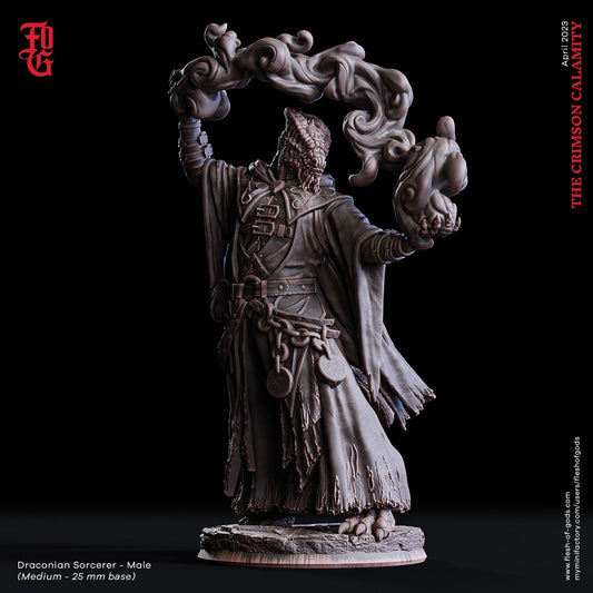 Draconian Sorcerer (Male) - The Crimson Calamity (sculpted by Flesh of Gods miniatures)