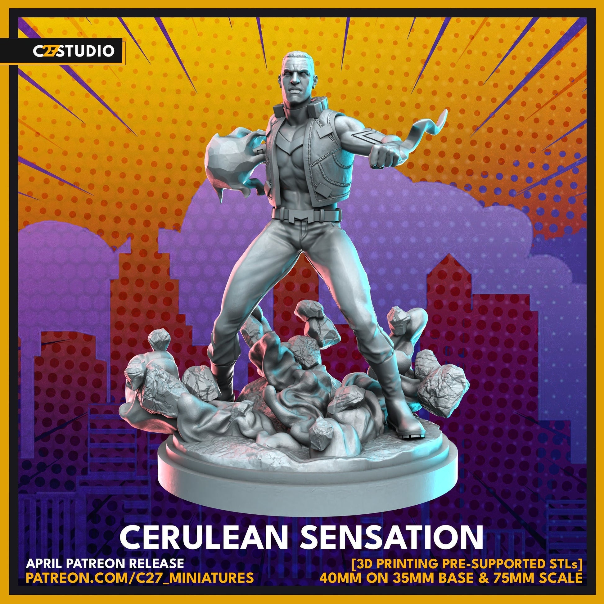 Blue Marvel / Cerulean Sensation 40mm miniature (sculpted by C27 collectibles) (Crisis Protocol Proxy/Alternative)