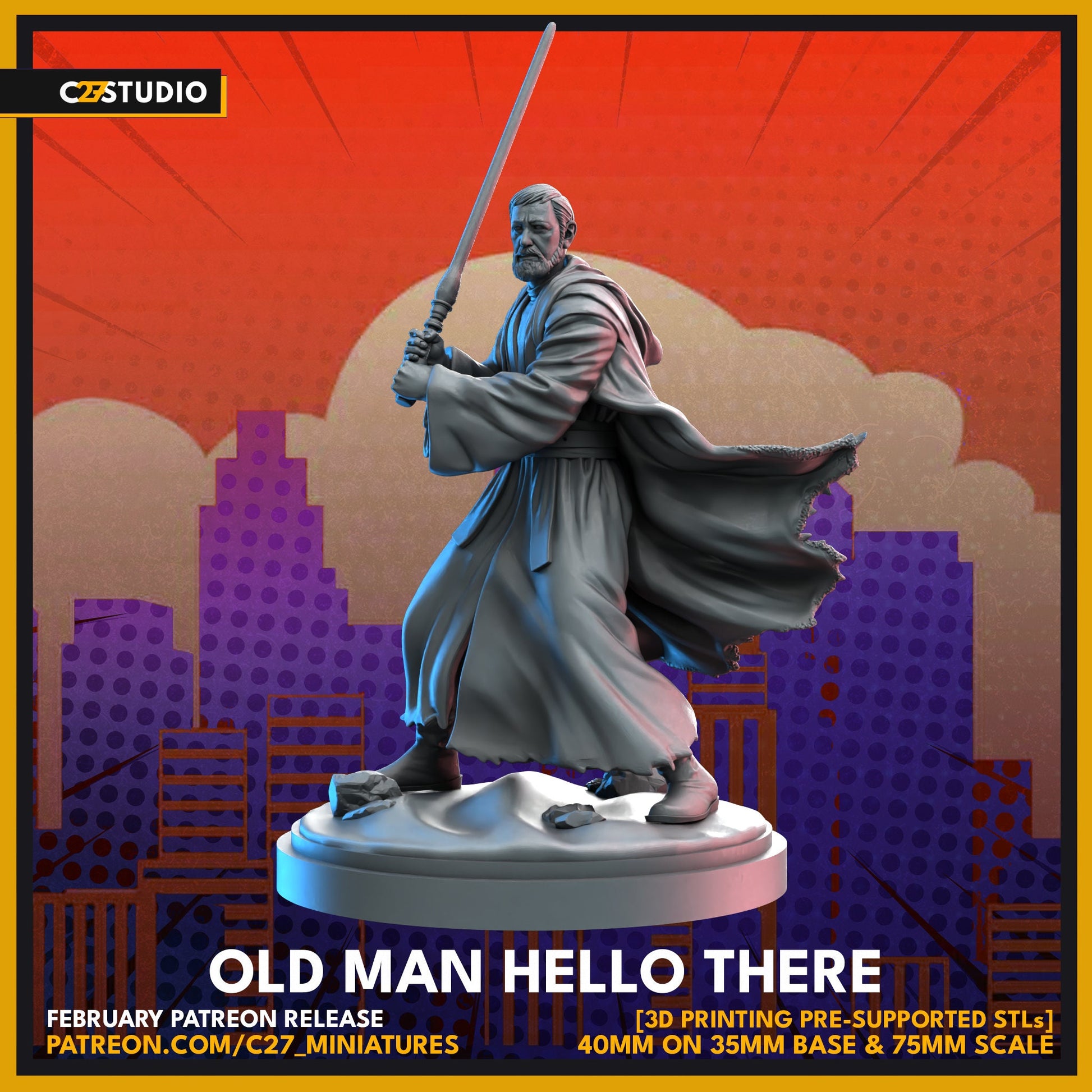 Ben Kenobi / Old Man Hello There 40mm miniature (Fan Art sculpted by C27 collectibles) (Crisis Protocol Proxy/Alternative)