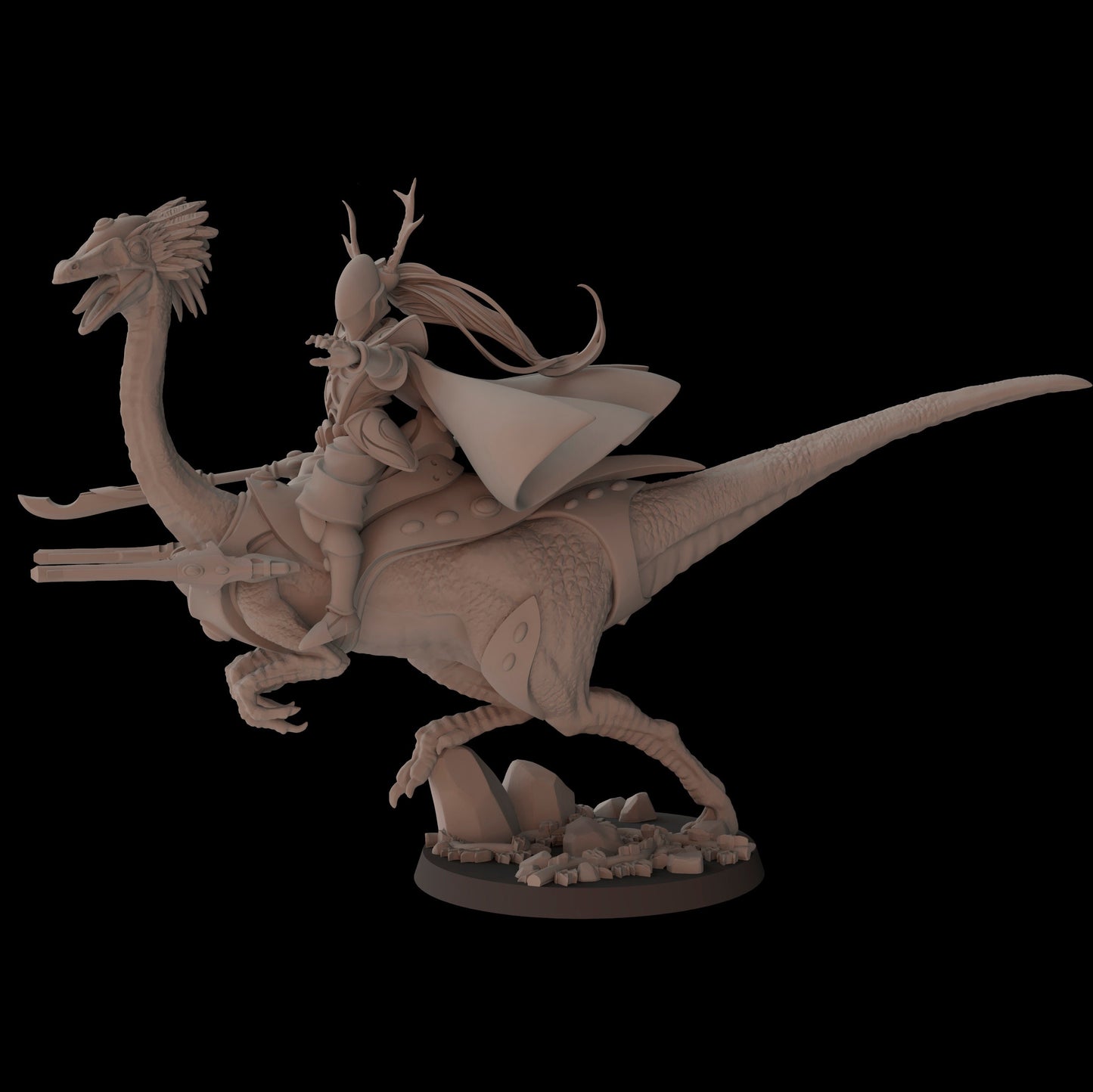 Aeterni Awakened on Gallimimus (Sculpted by Fantasy Cult Miniatures)