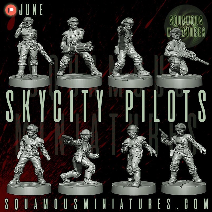 Sky City Pilots - set of 8 (Sculpted by Squamous Miniatures)