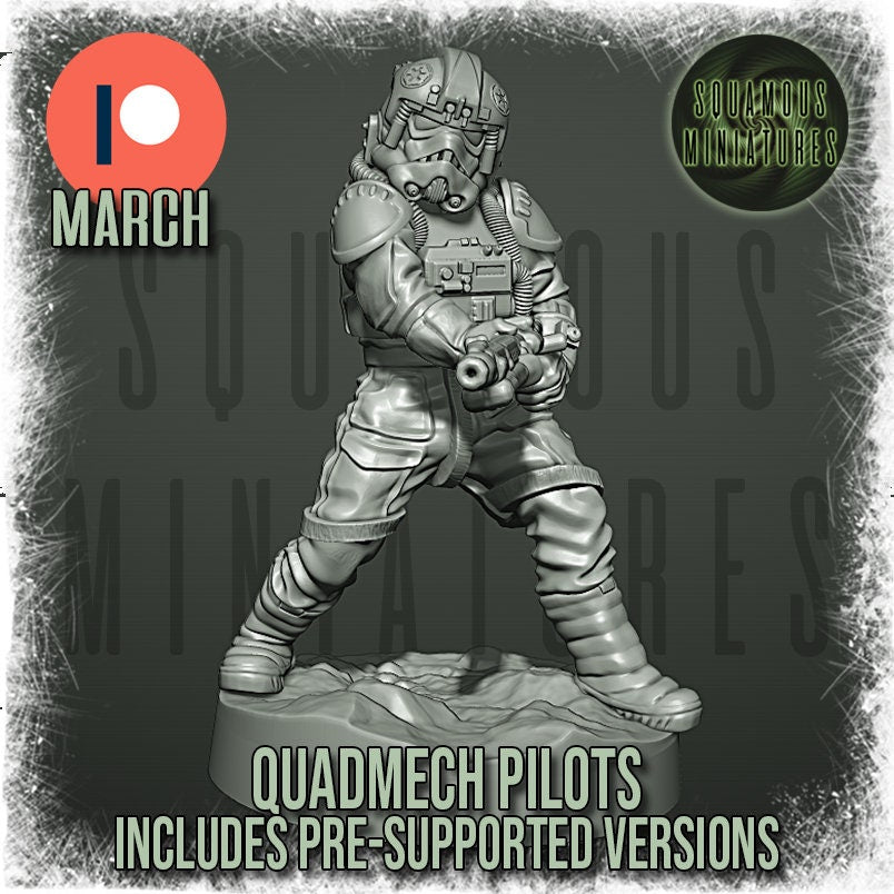 Quadmech Pilots - Set of 8 (plus 2 dead) (Sculpted by Squamous Miniatures)