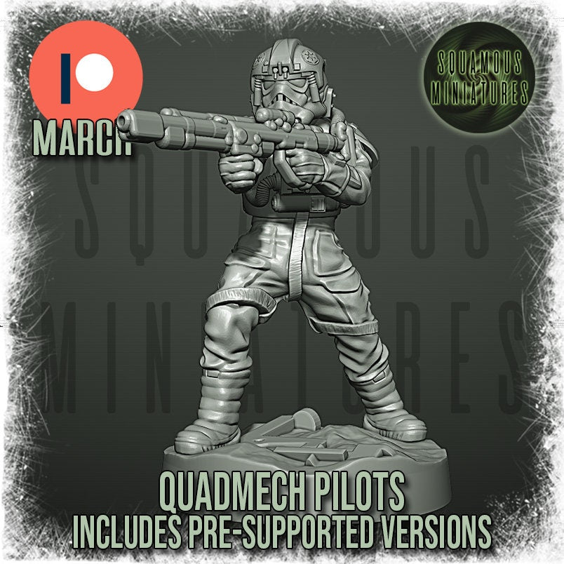 Quadmech Pilots - Set of 8 (plus 2 dead) (Sculpted by Squamous Miniatures)