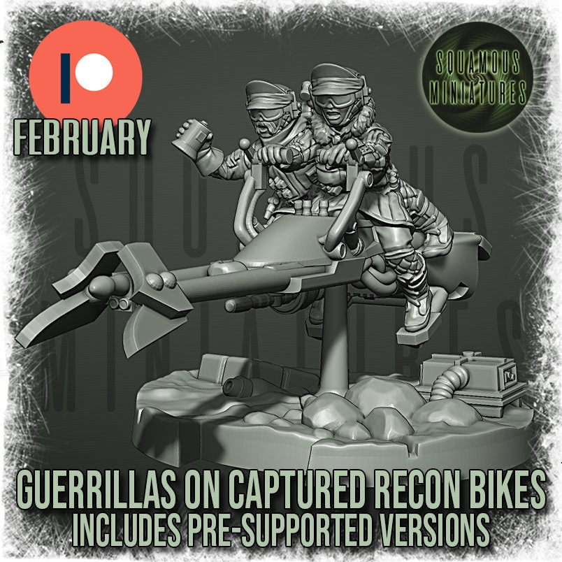 Arctic Guerrillas on Captured Recon Bike (2) (Sculpted by Squamous Miniatures)