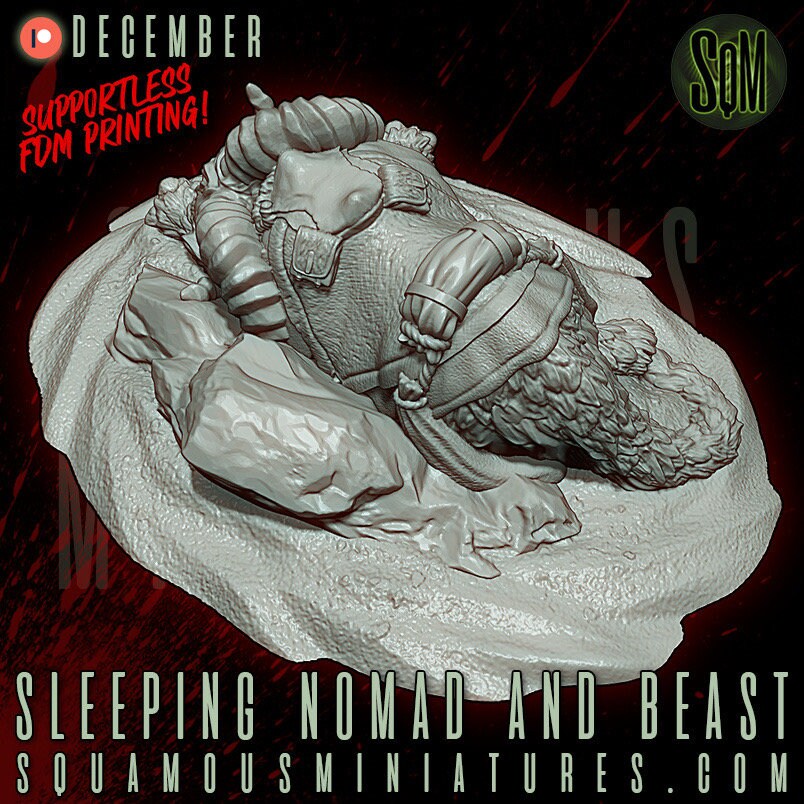 Sleeping Nomad Beast (Sculpted by Squamous Miniatures)
