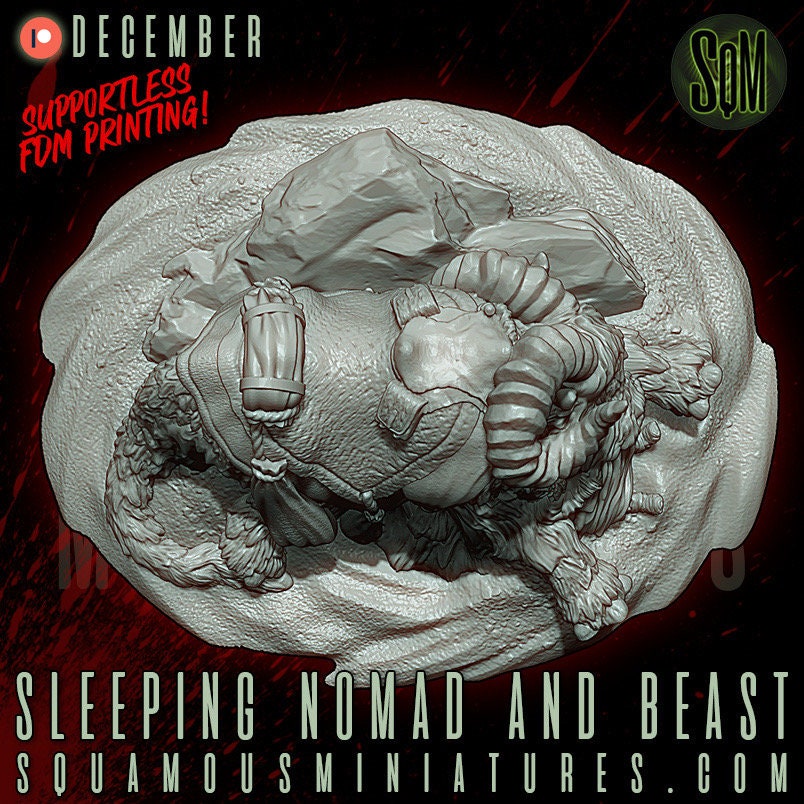 Sleeping Nomad Beast (Sculpted by Squamous Miniatures)
