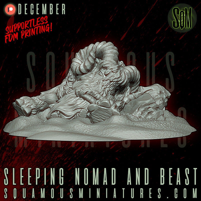 Sleeping Nomad Beast (Sculpted by Squamous Miniatures)