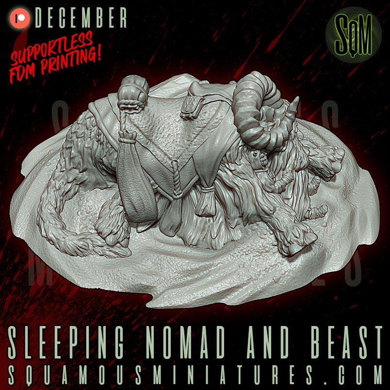 Sleeping Nomad Beast (Sculpted by Squamous Miniatures)