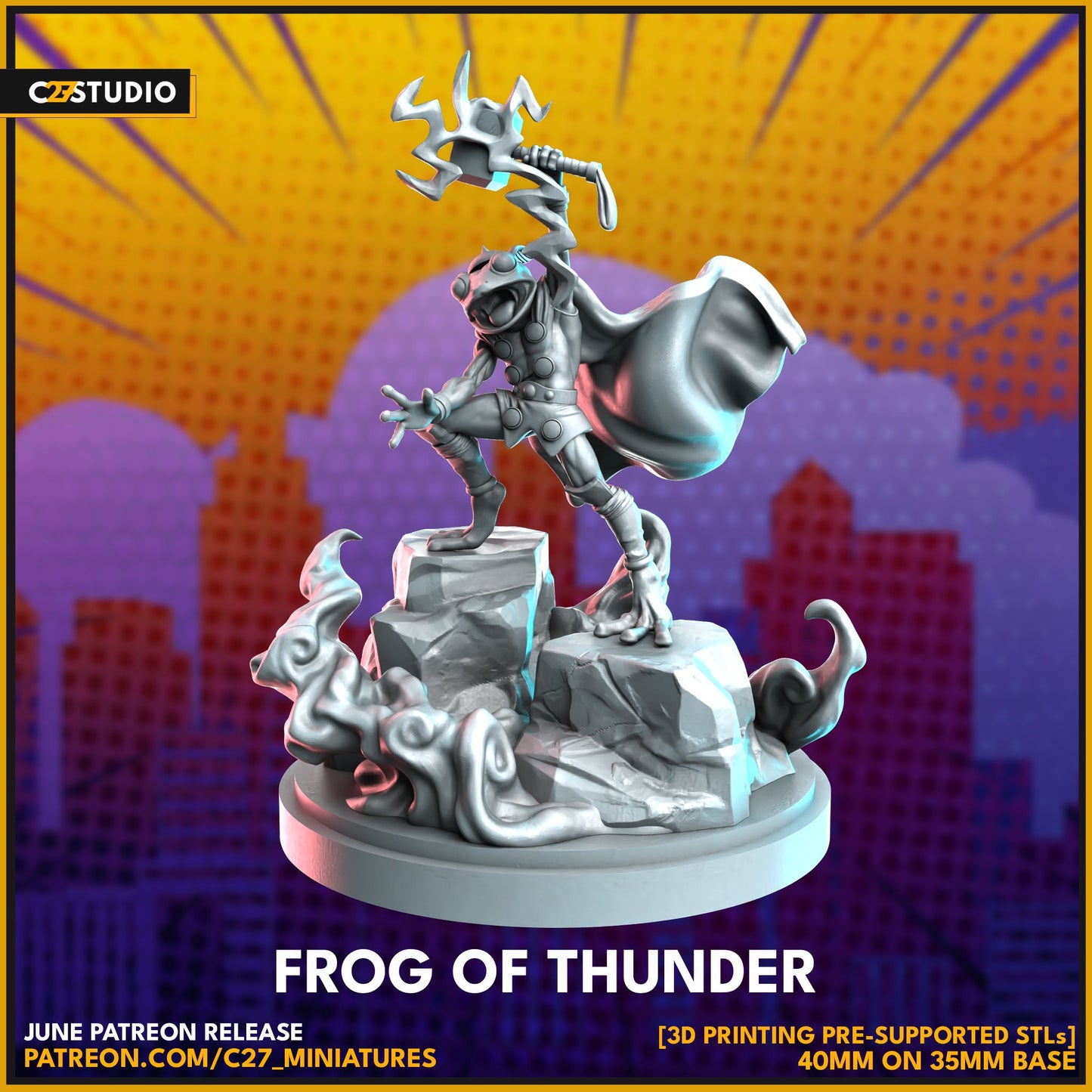 Frog of Thunder / Throg 40mm miniature (sculpted by C27 collectibles) (Crisis Protocol Proxy/Alternative)