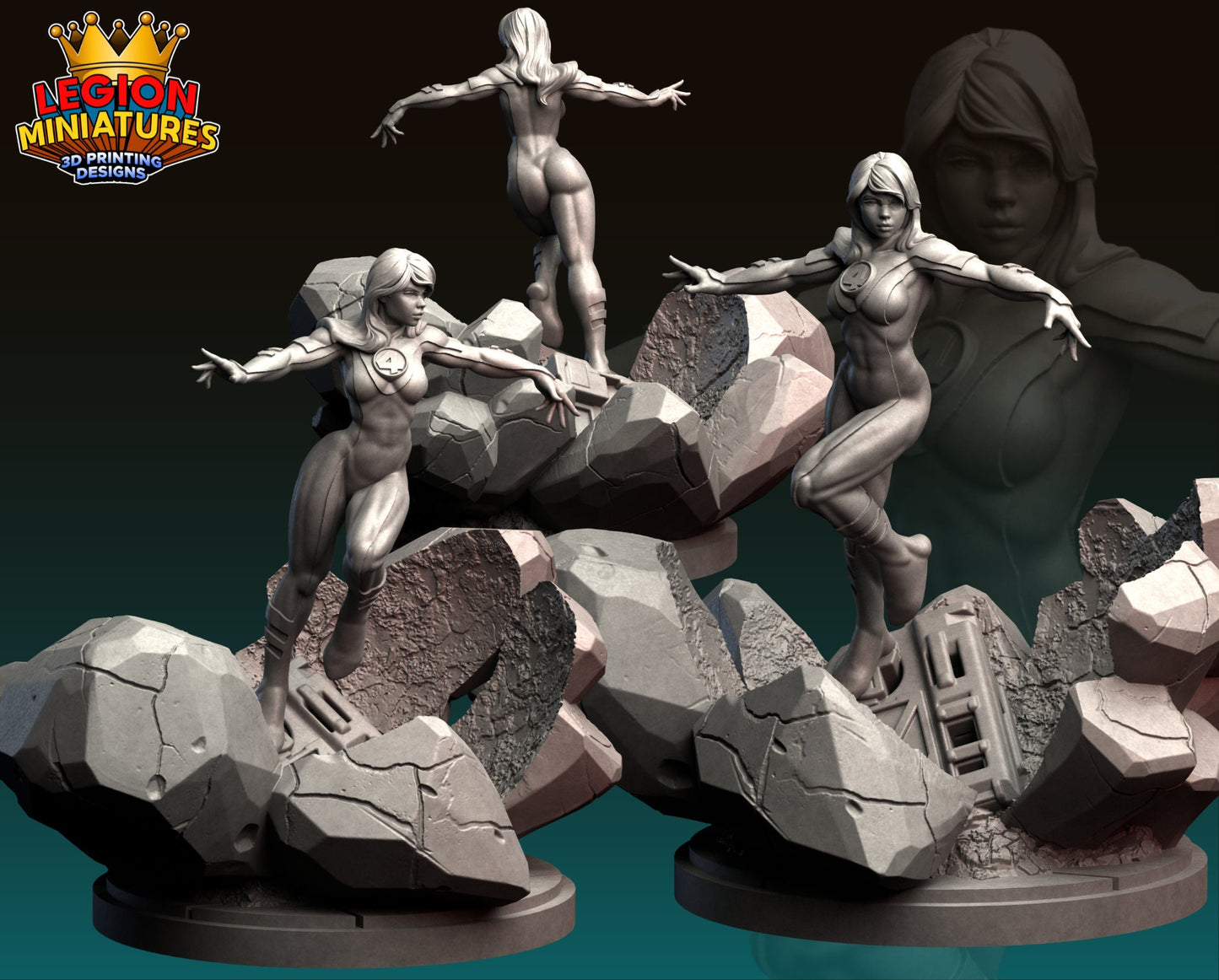 Invisible Woman Fan Art 40mm Miniature (Sculpted by Legion Miniatures) (Crisis Protocol Proxy/Alternative)