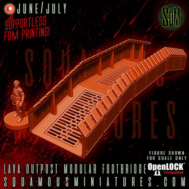 Lava Outpost Modular Footbridge and Barricade (Sculpted by Squamous Miniatures)