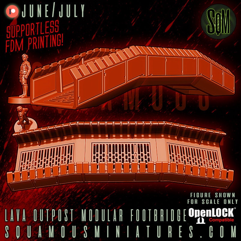 Lava Outpost Modular Footbridge and Barricade (Sculpted by Squamous Miniatures)