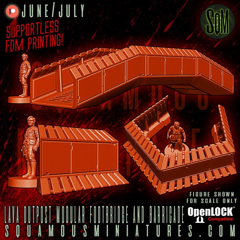 Lava Outpost Modular Footbridge and Barricade (Sculpted by Squamous Miniatures)
