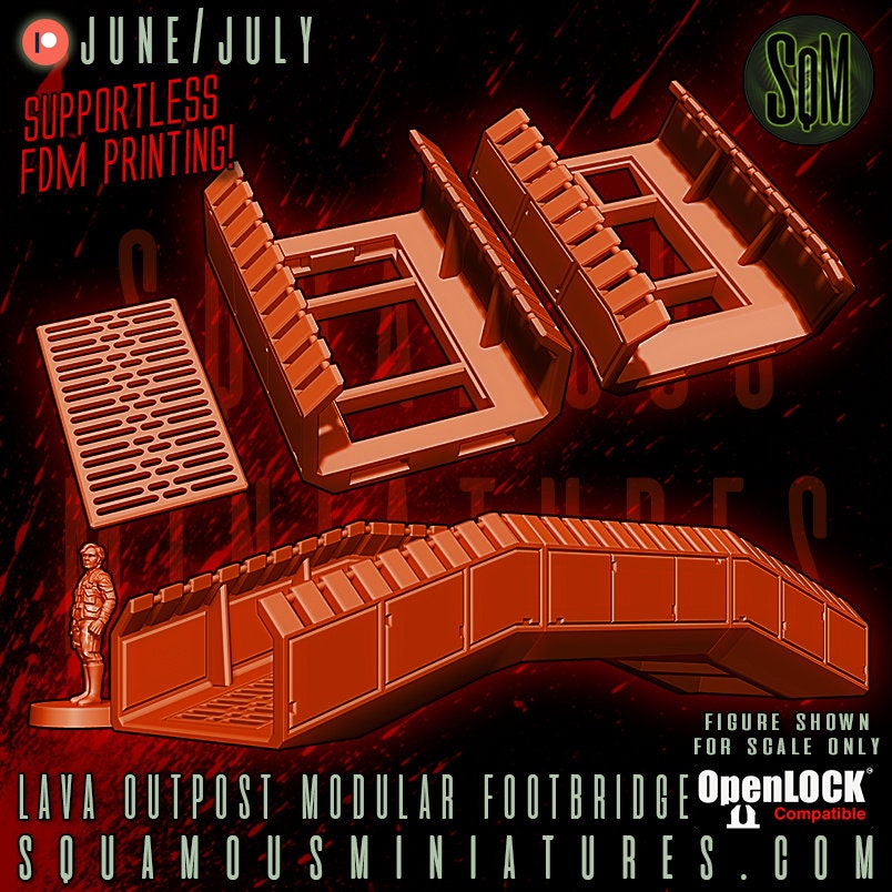 Lava Outpost Modular Footbridge and Barricade (Sculpted by Squamous Miniatures)