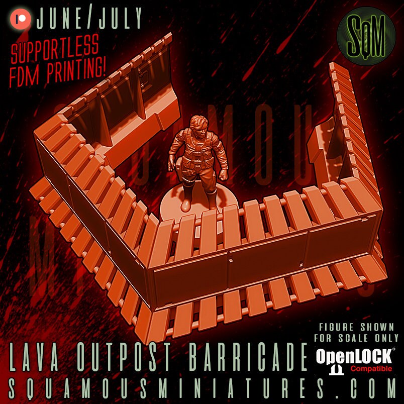 Lava Outpost Modular Footbridge and Barricade (Sculpted by Squamous Miniatures)