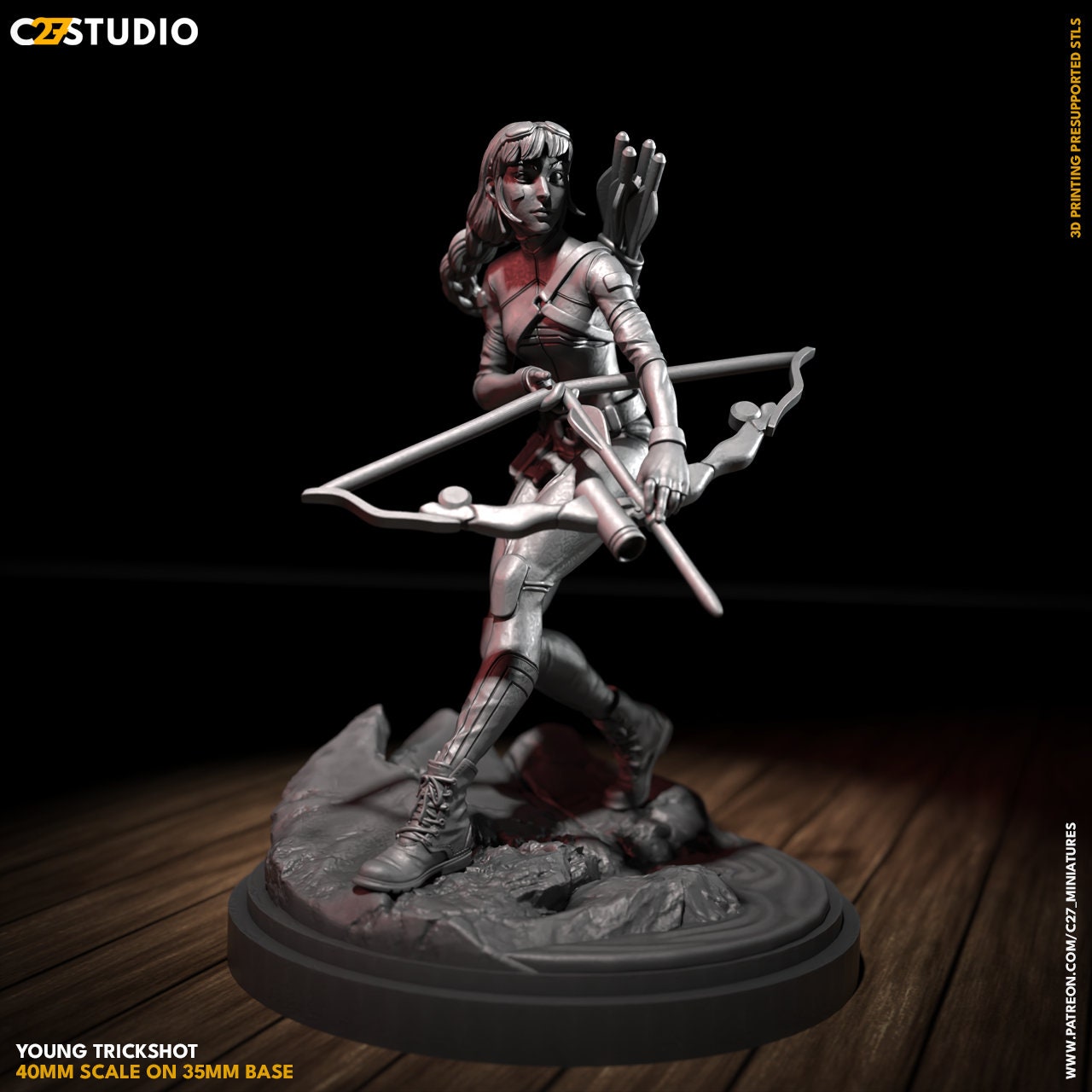 Kate Bishop / Young Trickshot 40mm miniature (sculpted by C27 collectibles) (Crisis Protocol Proxy/Alternative)