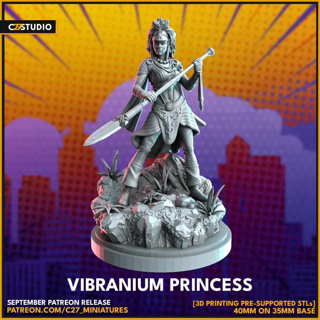 Vibranium Princess / Shuri 40mm miniature (sculpted by C27 collectibles) (Crisis Protocol Proxy/Alternative)