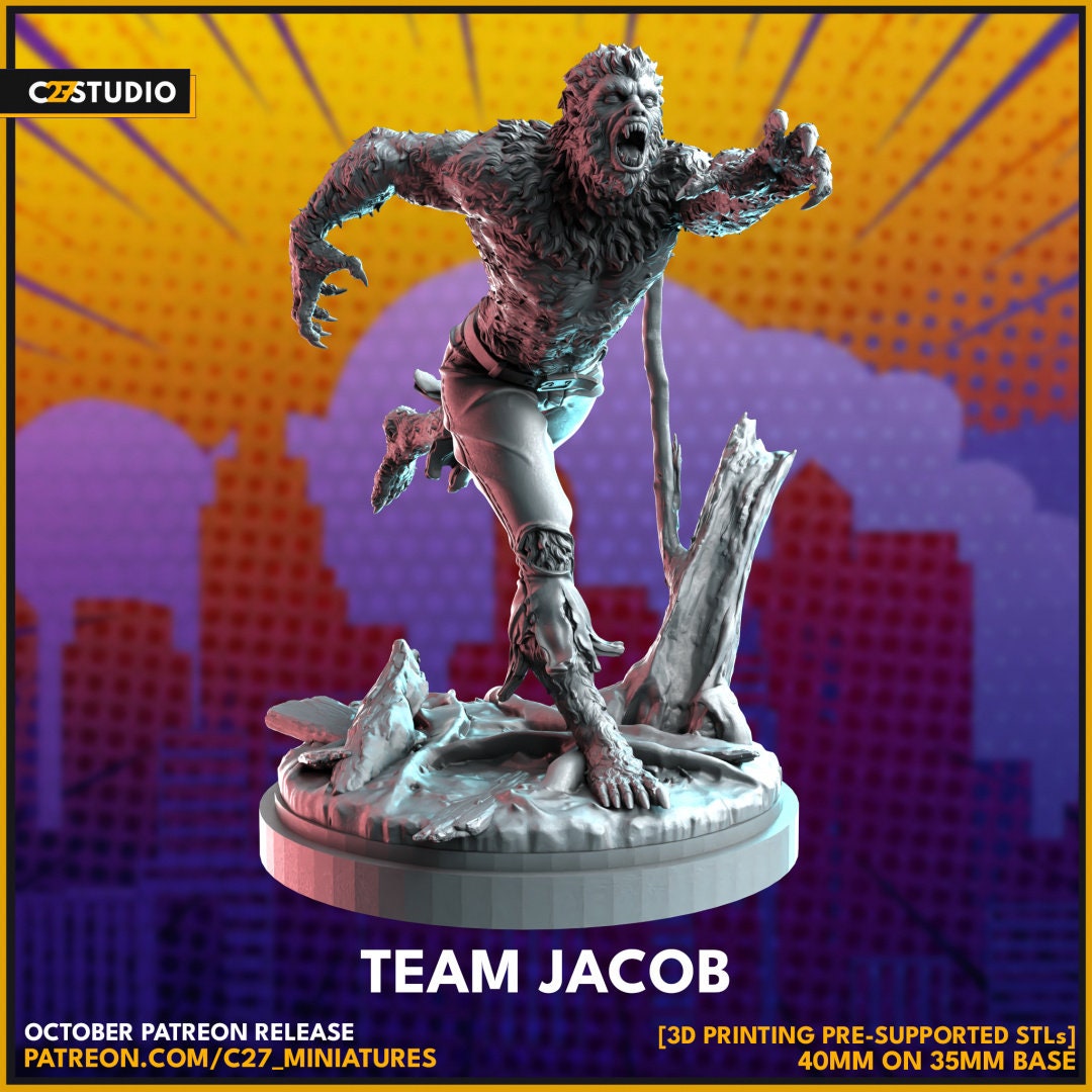 Werewolf By Night / Team Jacob 40mm miniature (Fan Art sculpted by C27 collectibles) (Crisis Protocol Proxy/Alternative)