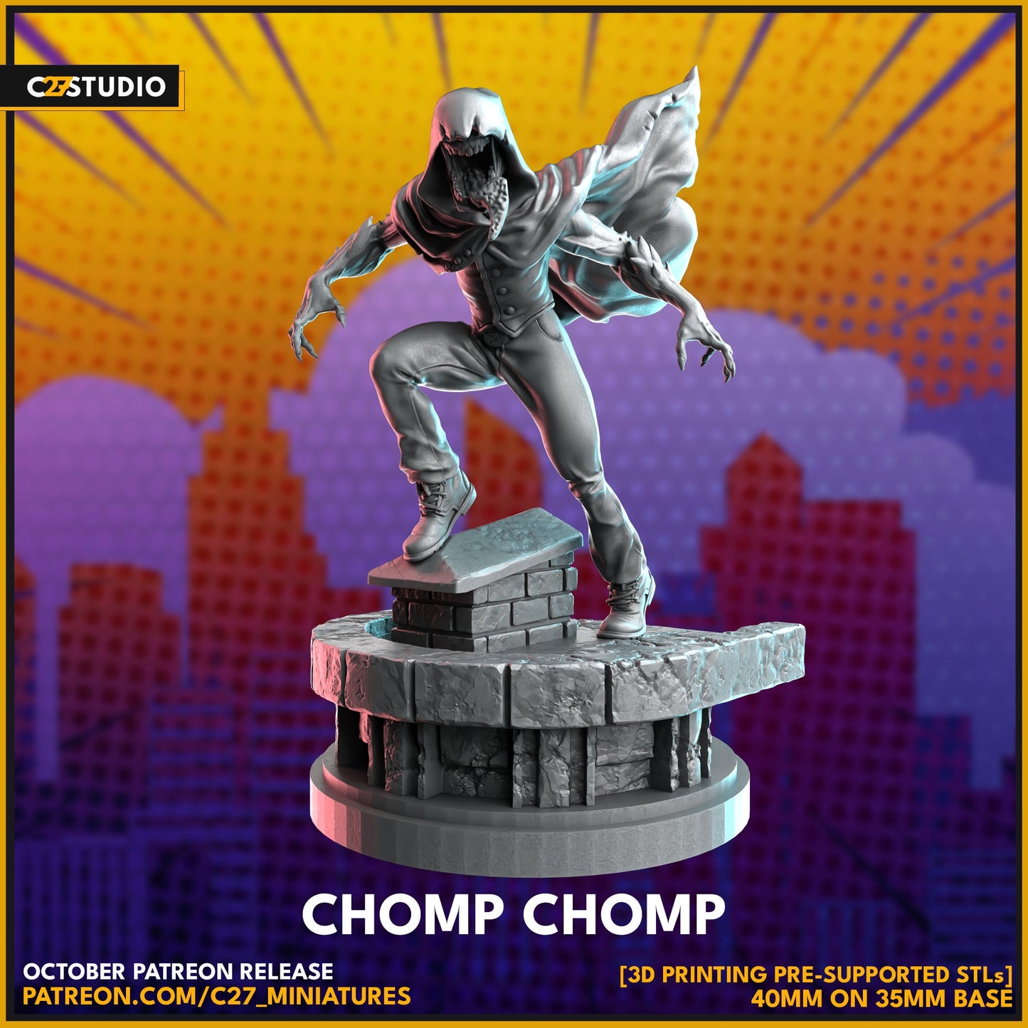 Hood Demon / Chomp Chomp 40mm miniature (sculpted by C27 collectibles) (Crisis Protocol Proxy/Alternative)