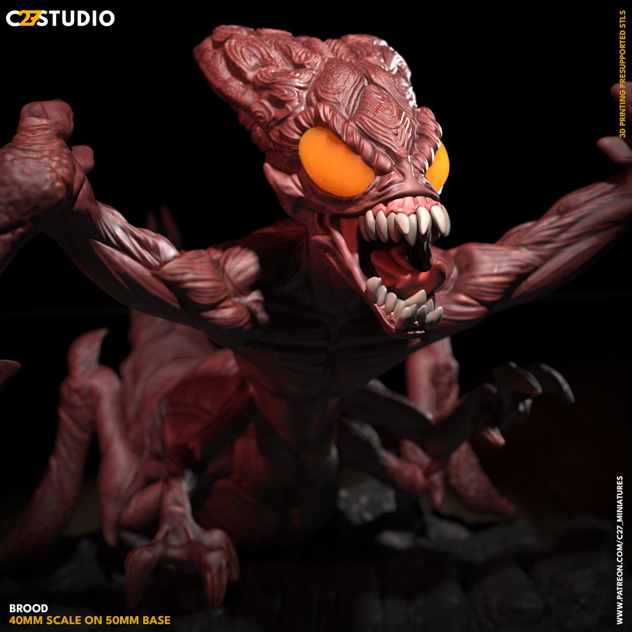 Brood / Alien Bug 40mm miniature (sculpted by C27 collectibles) (Crisis Protocol Proxy/Alternative)