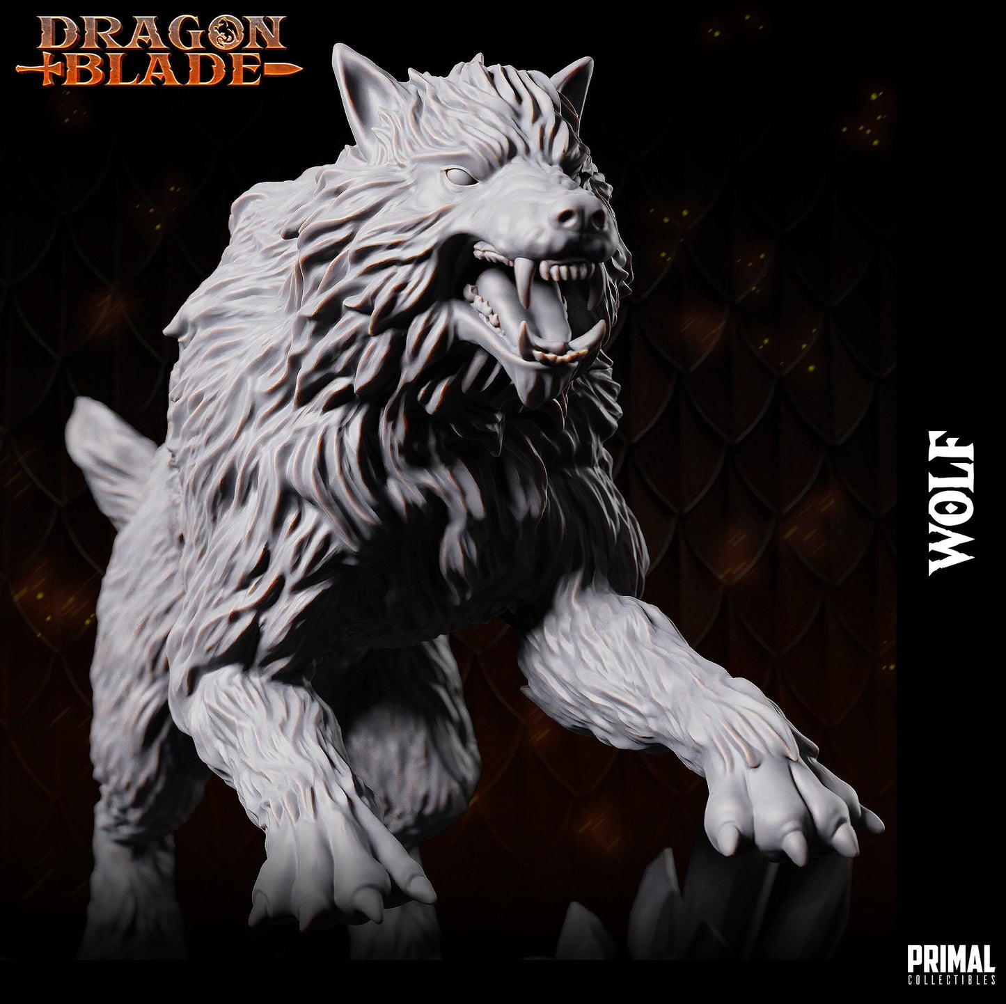 Wolf Snowdasher 1 (32mm / 75mm) - Sculpted by Primal Collectibles