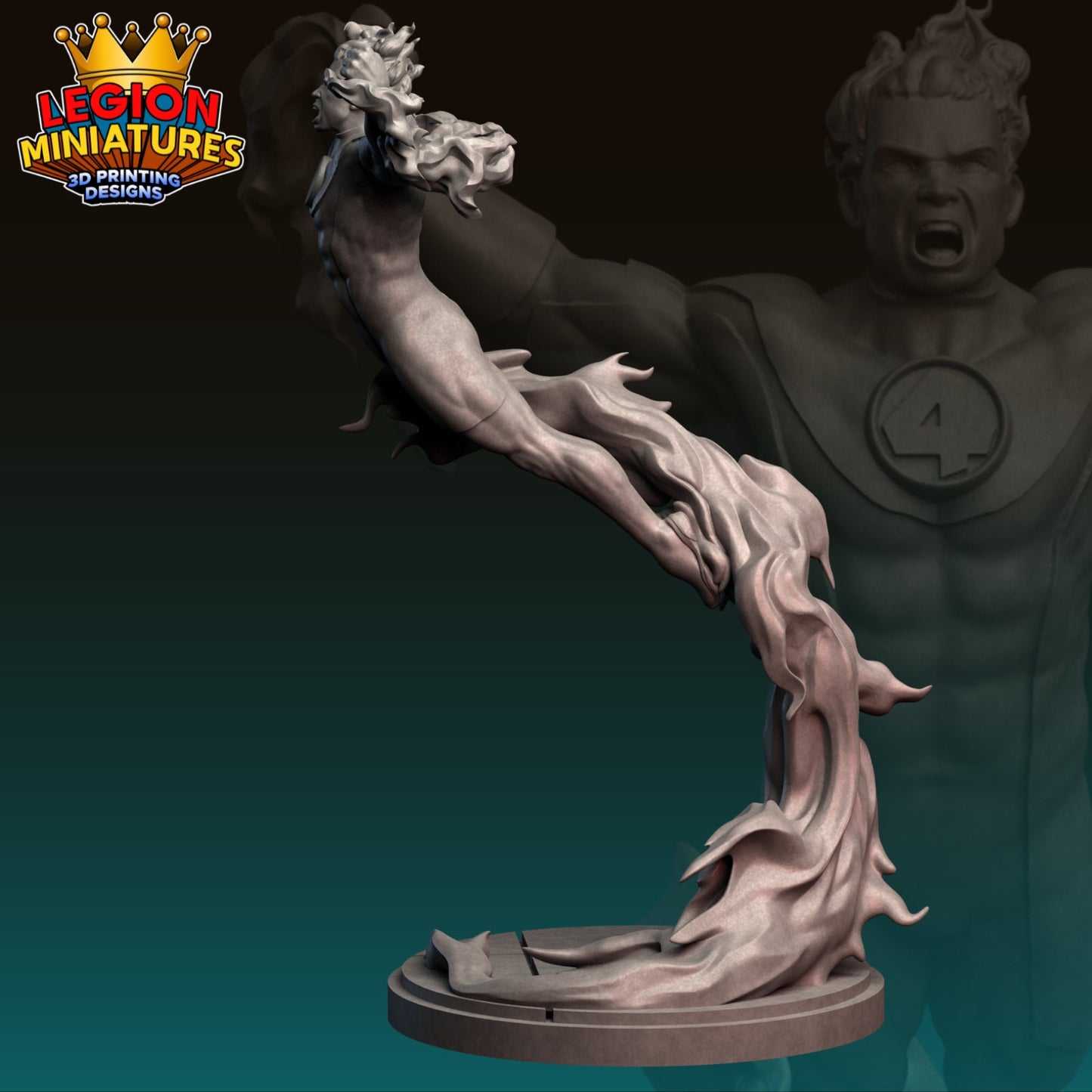 Human Torch Fan-Art 40mm Miniature (Sculpted by Legion Miniatures) (Crisis Protocol Proxy/Alternative)