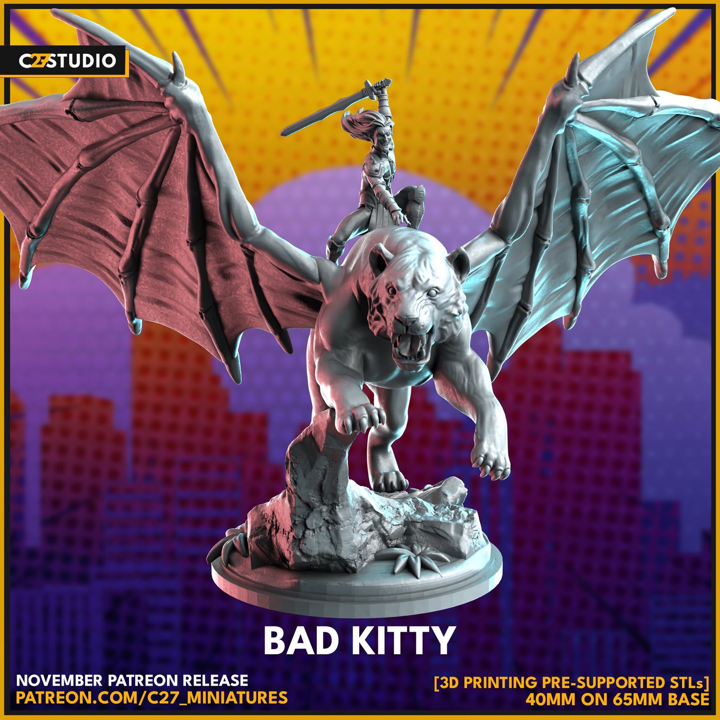 Malekith / Bad Kitty 40mm miniature (Fan Art sculpted by C27 collectibles) (Crisis Protocol Proxy/Alternative)