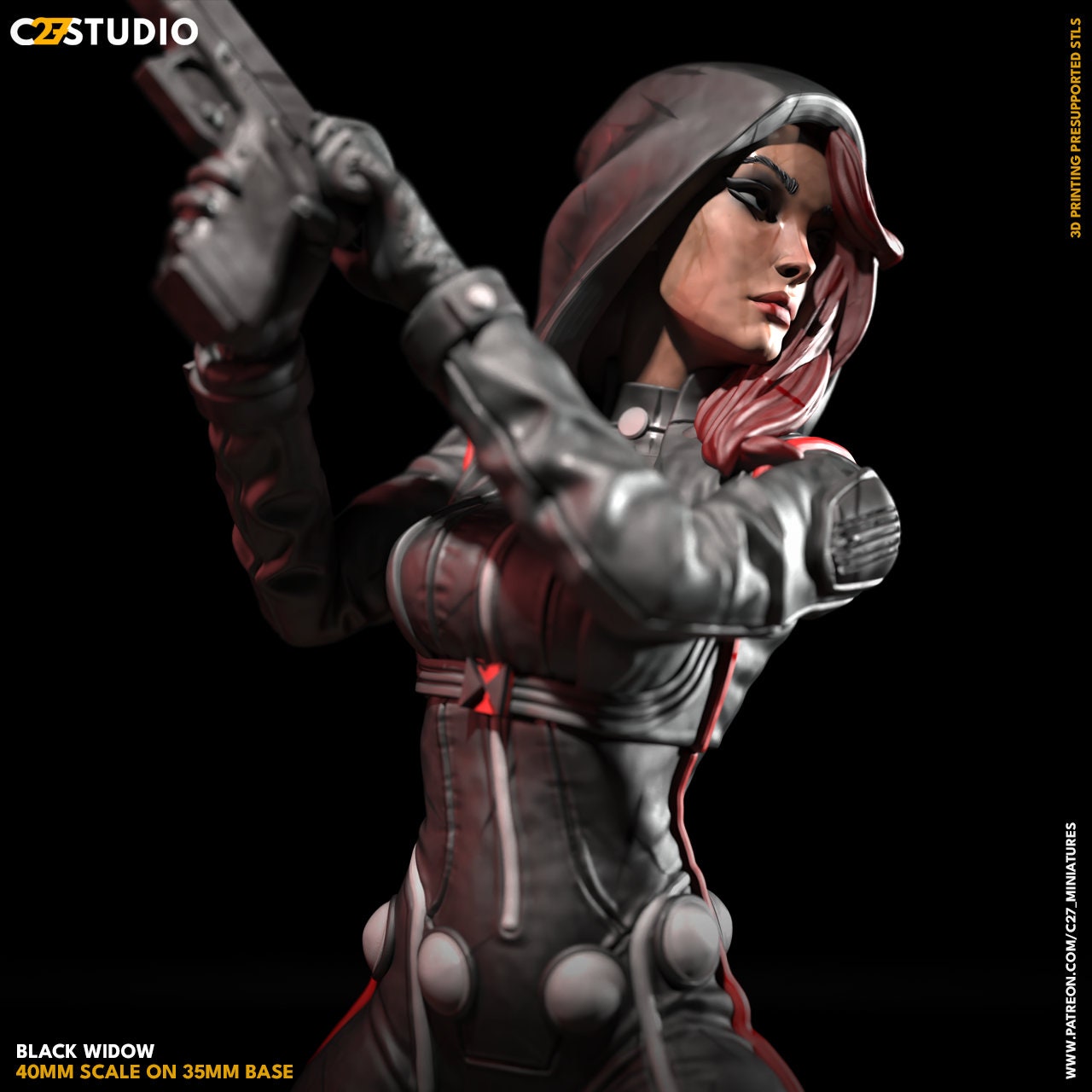 Black Widow / Yo Hanson 40mm miniature (Fan Art sculpted by C27 collectibles) (Crisis Protocol Proxy/Alternative)