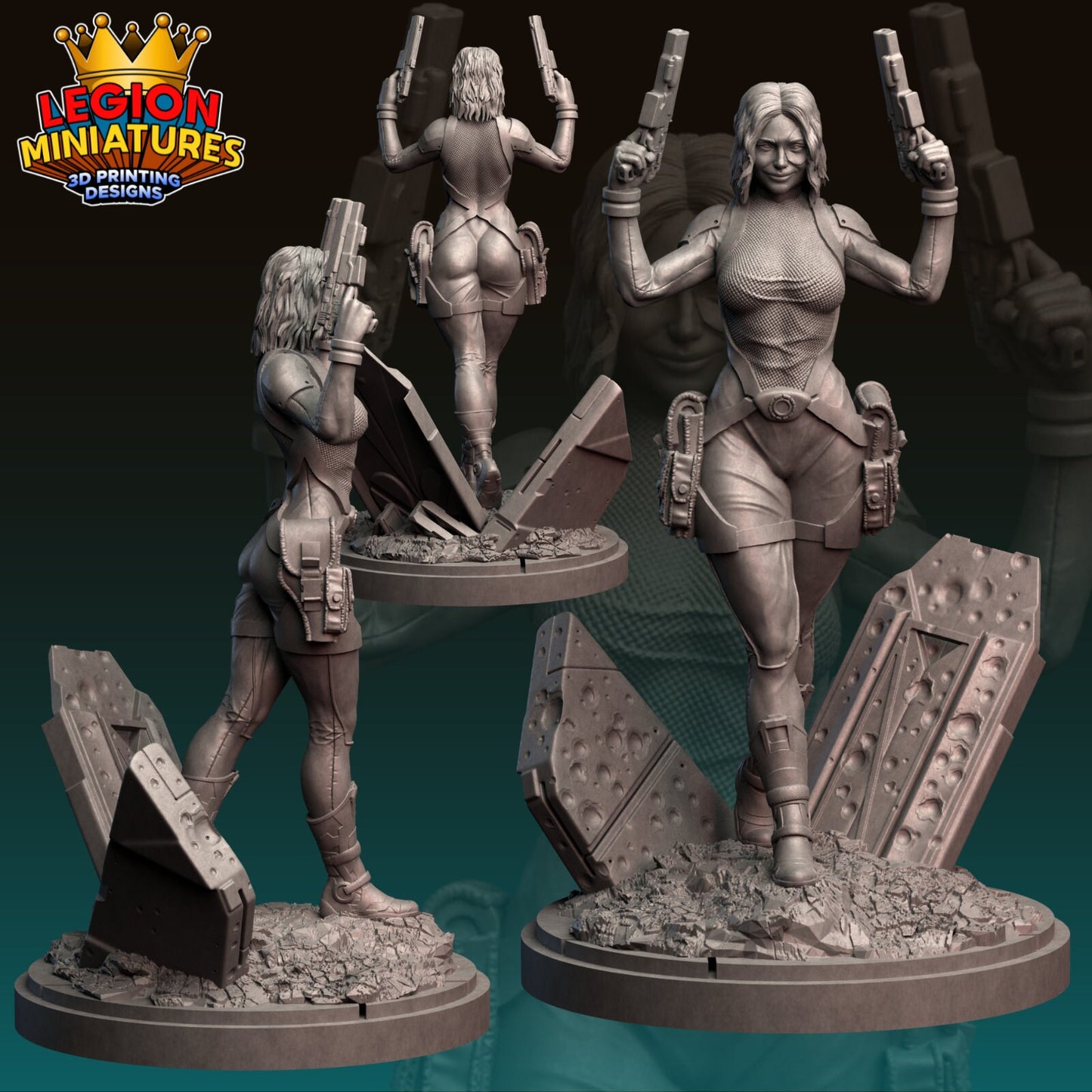 Domino Fan-Art 40mm Miniature (Sculpted by Legion Miniatures) (Crisis Protocol Proxy/Alternative)