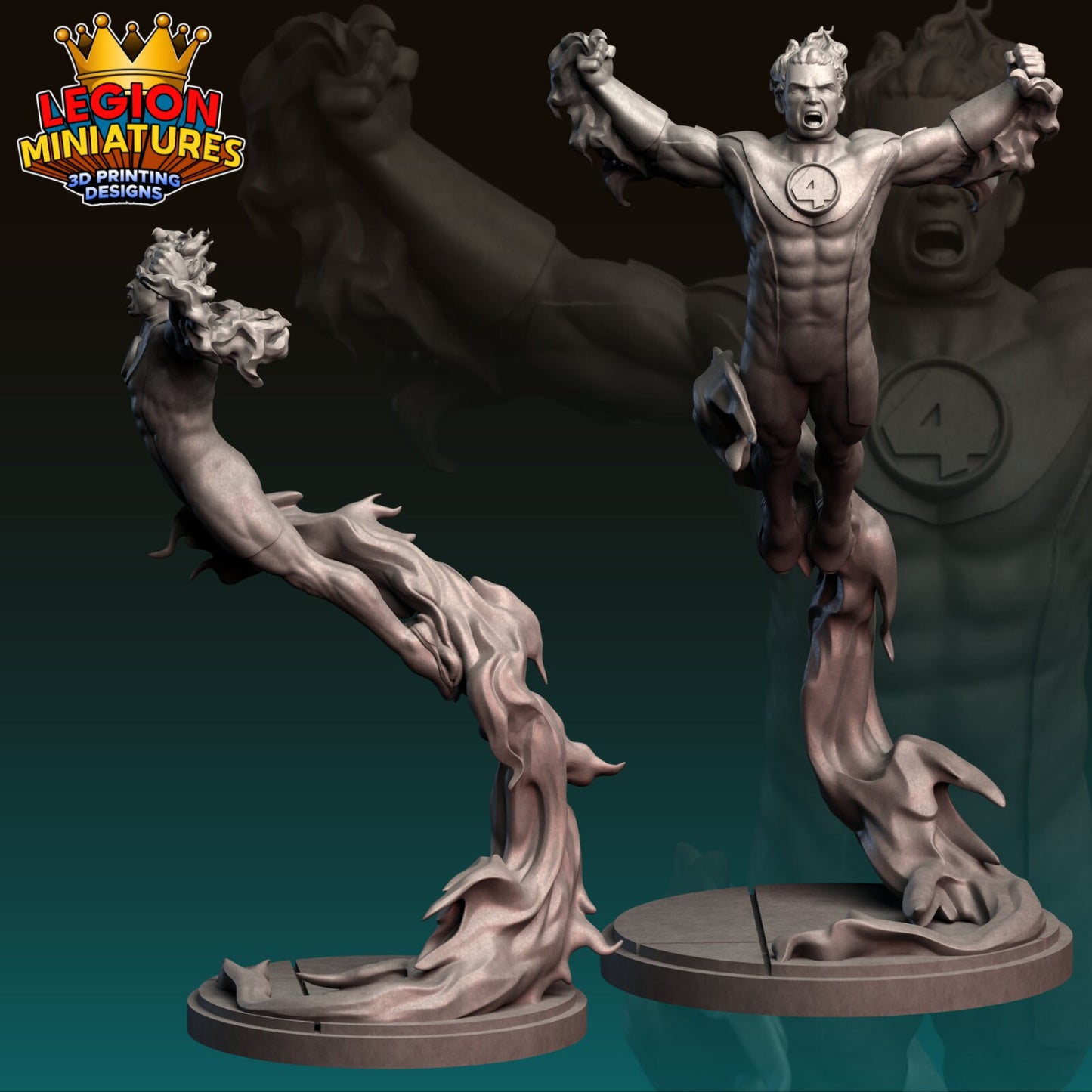Human Torch Fan-Art 40mm Miniature (Sculpted by Legion Miniatures) (Crisis Protocol Proxy/Alternative)