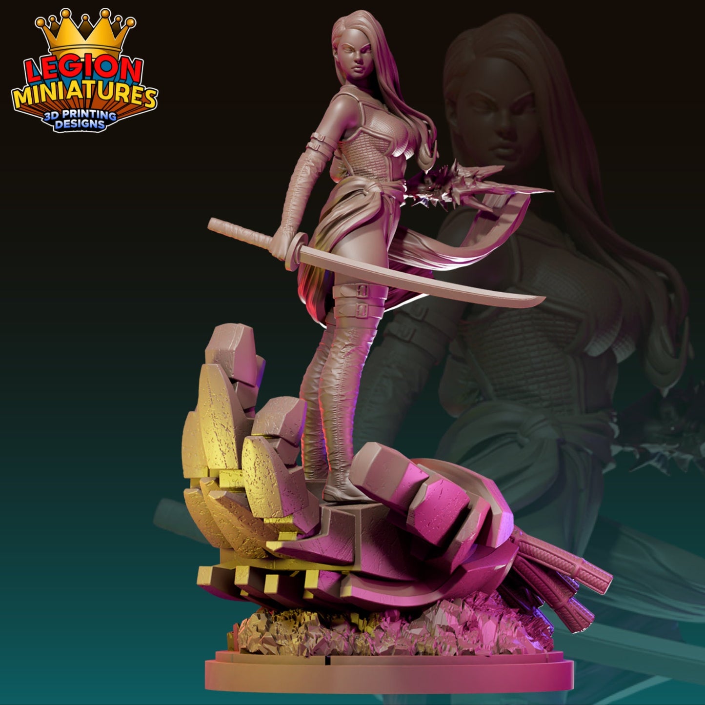 Psylocke Fan-Art 40mm Miniature (Sculpted by Legion Miniatures) (Crisis Protocol Proxy/Alternative)