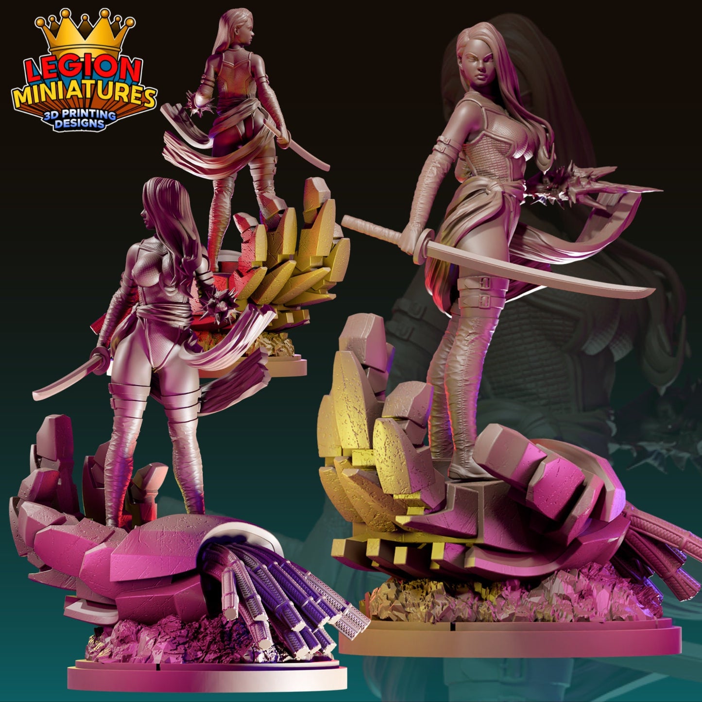 Psylocke Fan-Art 40mm Miniature (Sculpted by Legion Miniatures) (Crisis Protocol Proxy/Alternative)