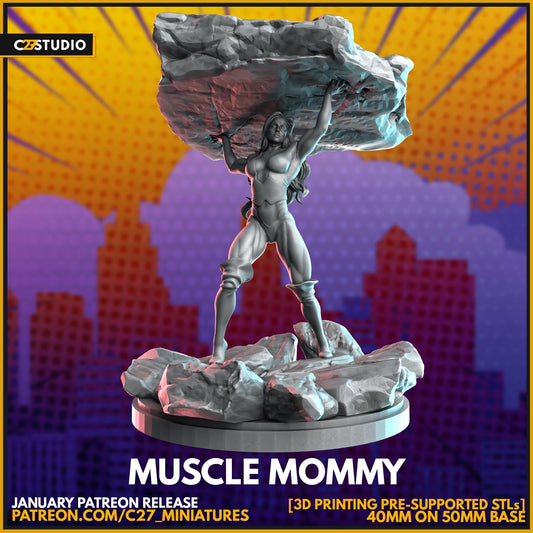 Titania / Muscle Mommy 40mm miniature (sculpted by C27 collectibles) (Crisis Protocol Proxy/Alternative)