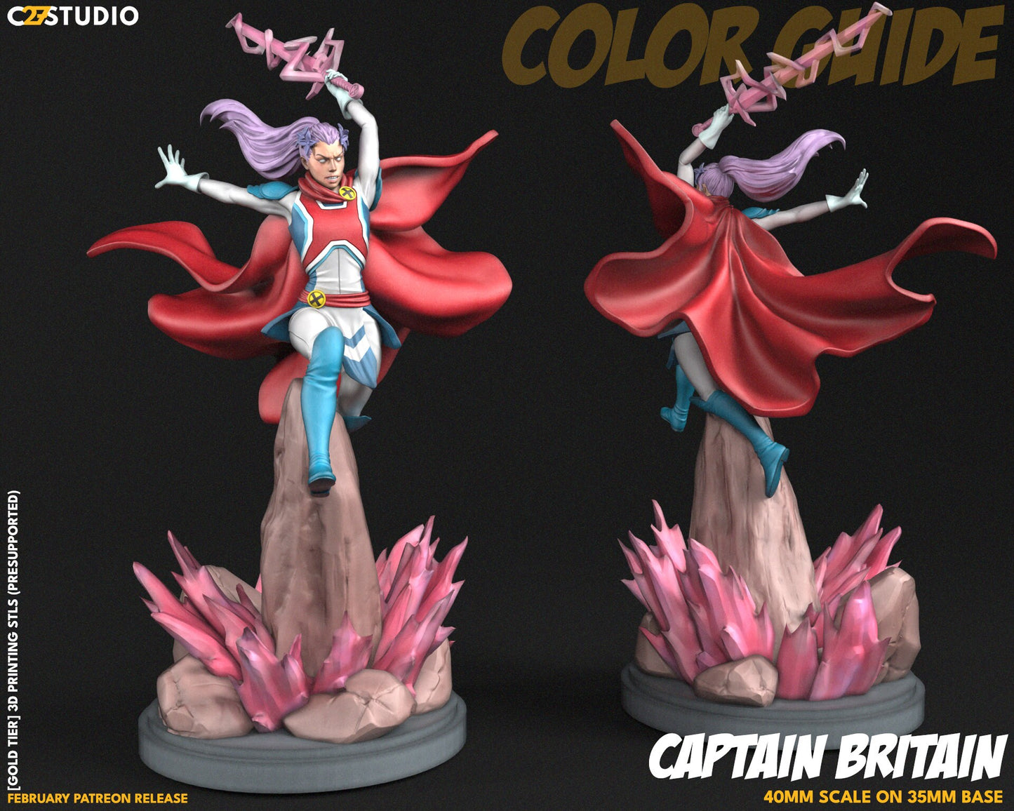 Betsy Braddock Captain Britain / Lieutenant Liz 40mm miniature (fan art sculpted by C27 collectibles) (Crisis Protocol Proxy/Alternative)