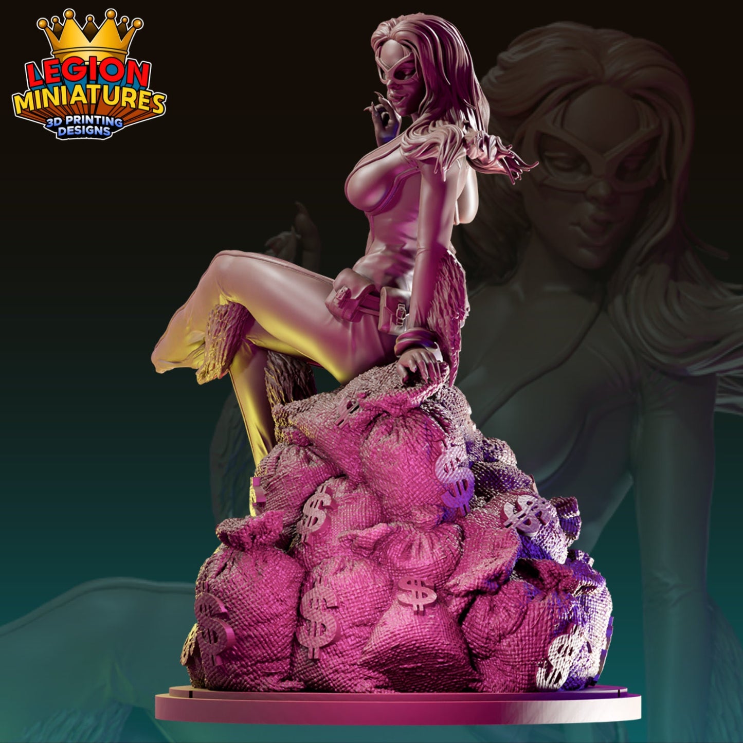 Black Cat Fan Art 40mm Miniature (Sculpted by Legion Miniatures) (Crisis Protocol Proxy/Alternative)