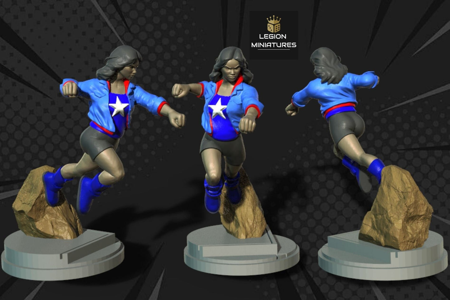America Chavez Fan Art 40mm Miniature (Sculpted by Legion Miniatures) (Crisis Protocol Proxy/Alternative)