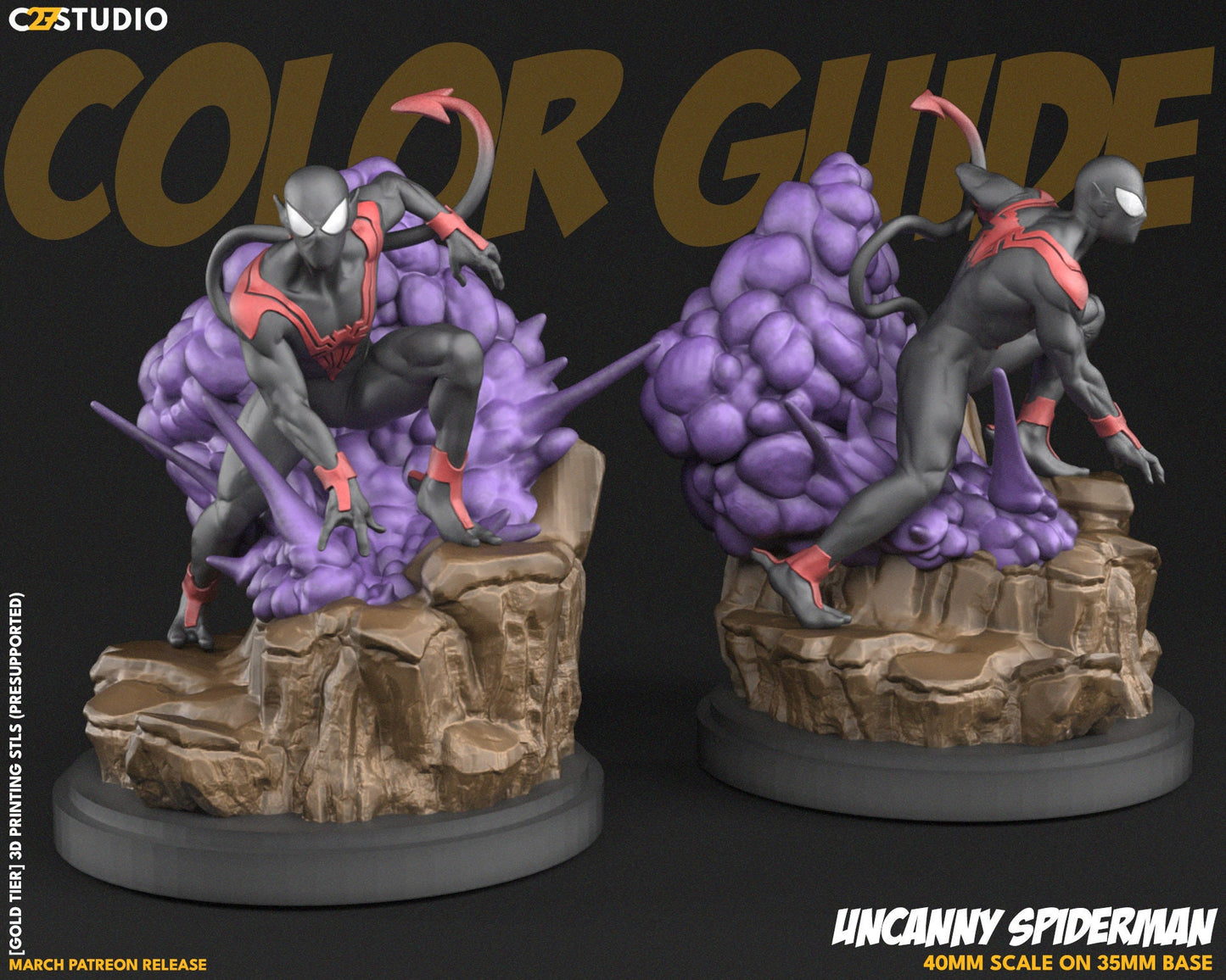 Uncanny Spider-Man 40mm miniature (sculpted by C27 Studios) (Crsis Protocol Proxy/Alternative)