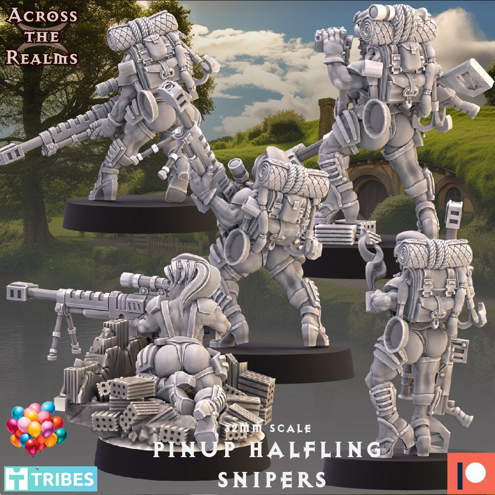 Pin-Up Halfling Snipers (5 models) - (sculpted by Across the Realms)