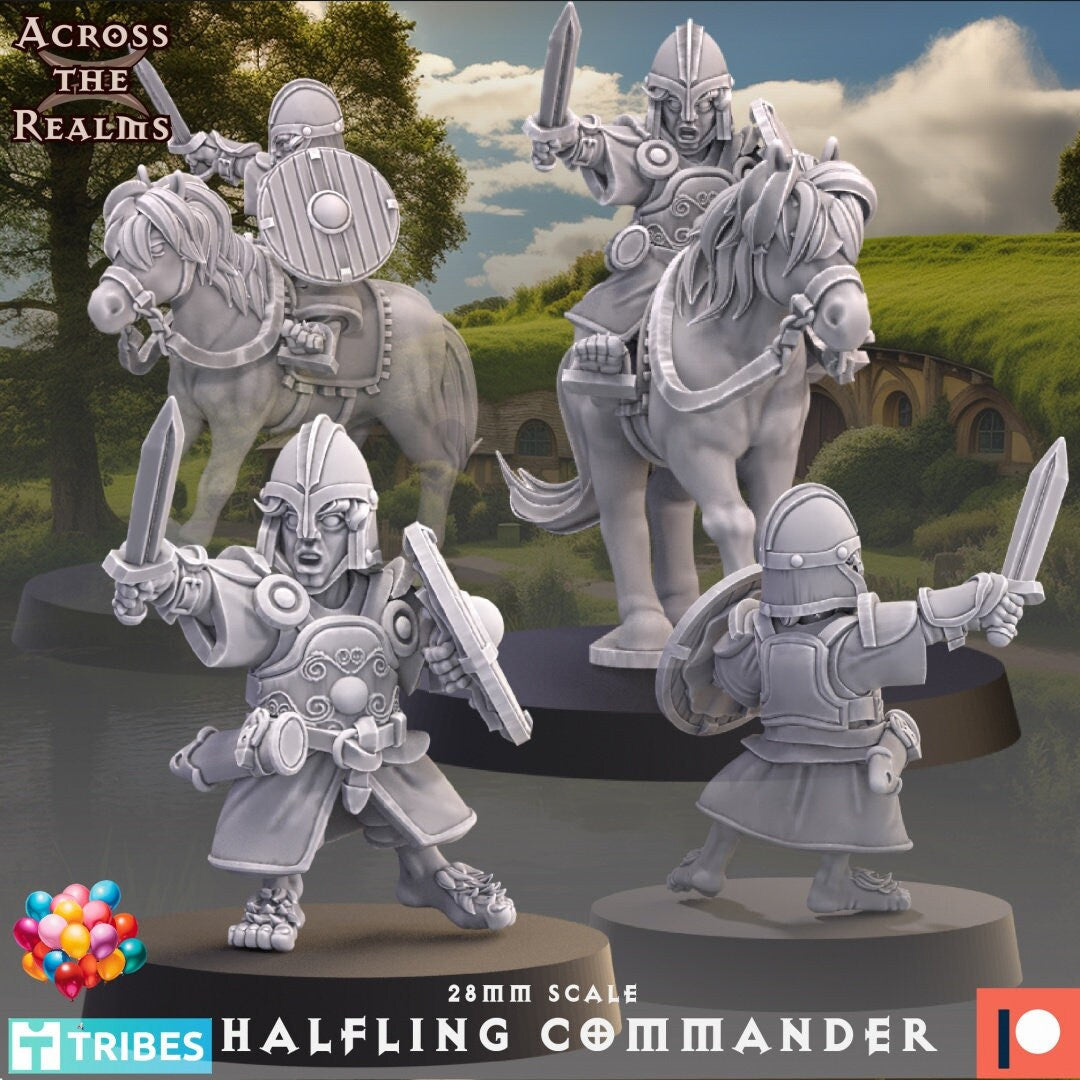 Halfling Commander (2 models) - (sculpted by Across the Realms)