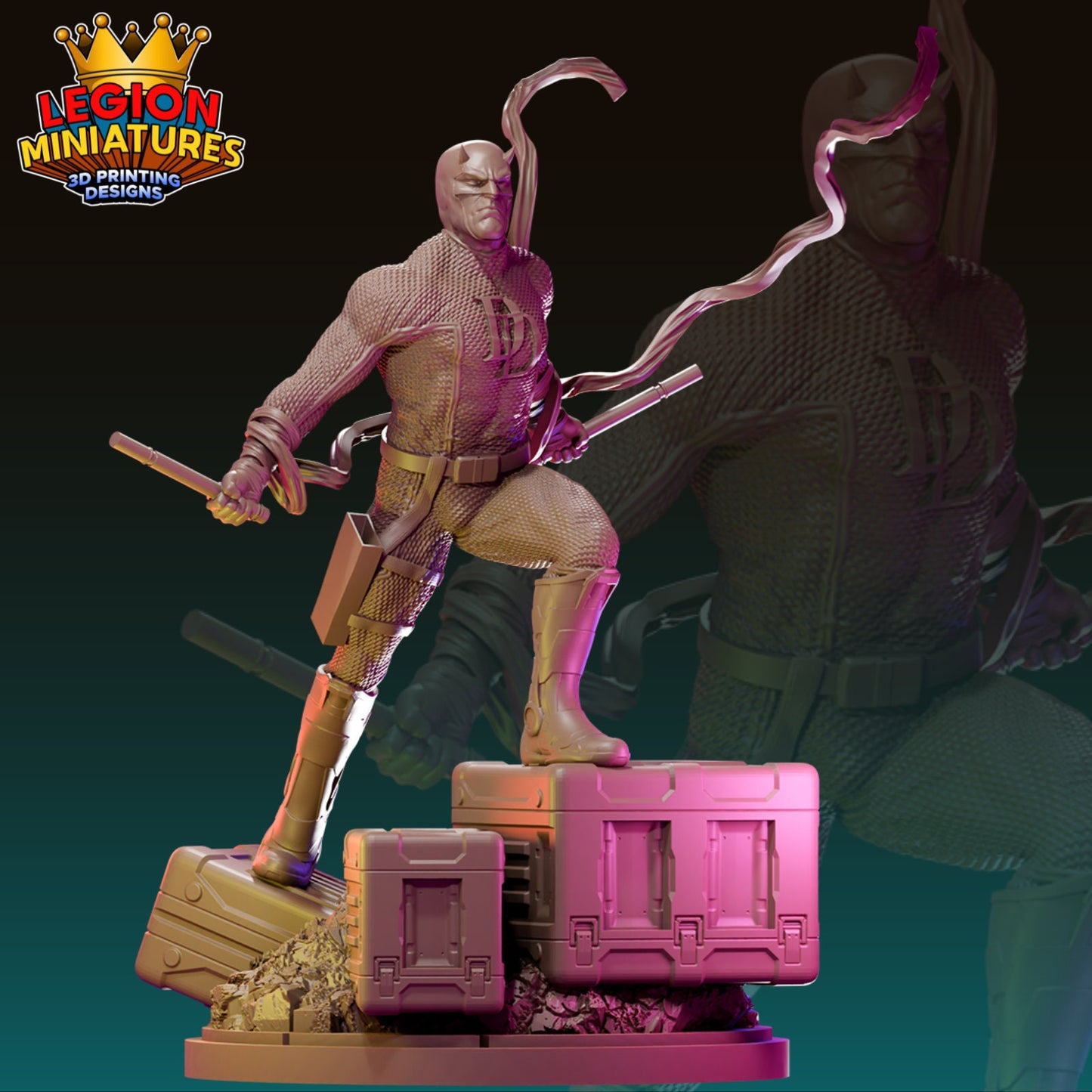 Daredevil Fan-Art 40mm Miniature (Sculpted by Legion Miniatures) (Crisis Protocol Proxy/Alternative)