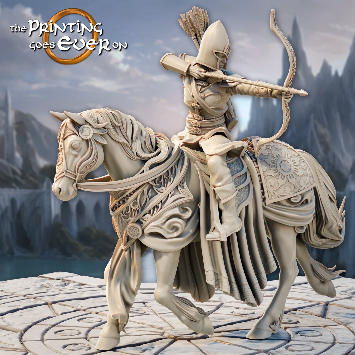 Elven Mounted Archer A (sculpted by Print Goes Ever On)