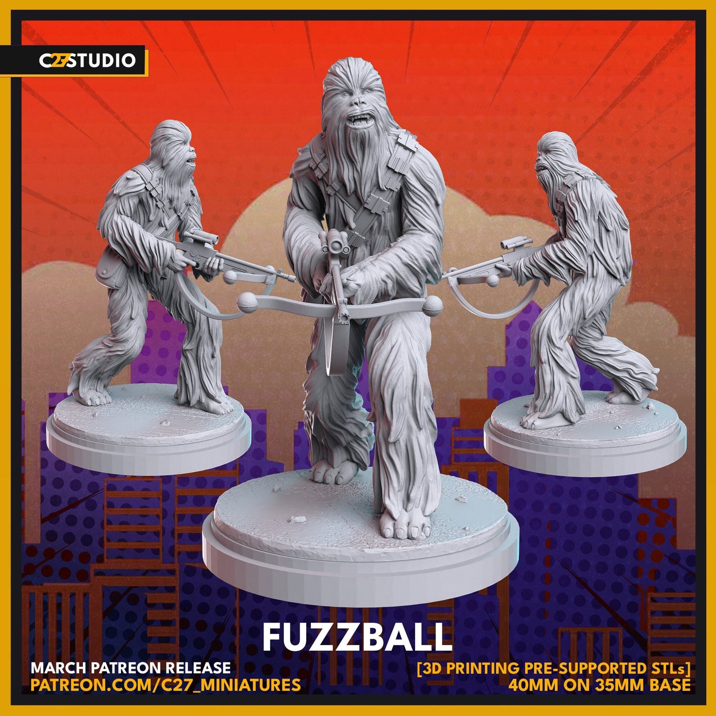 Chewbacca / Fuzzball 40mm miniature (sculpted by C27 collectibles) (Crisis Protocol Proxy/Alternative)