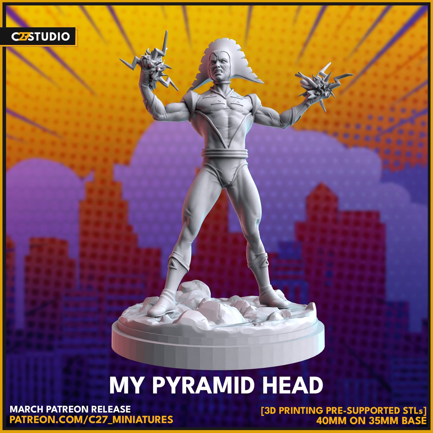 Electron / My Pyramid Head 40mm miniature (sculpted by C27 collectibles) (Crisis Protocol Proxy/Alternative)